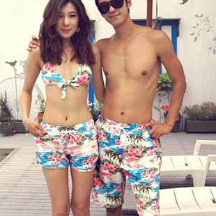 Free shipping 2012 beach pants beach lovers clothes lovers beach pants pink male Women