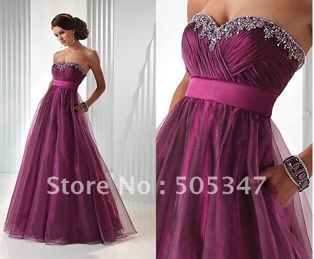 Free Shipping 2012 Best Selling Custom Made Empire Organza Formal Evening Dress