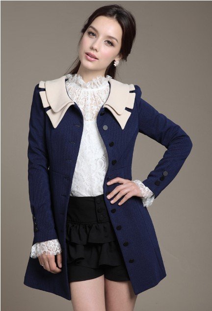 Free shipping 2012  Best  selling New Women's Trench Coat,Lace slim long design trench  8131
