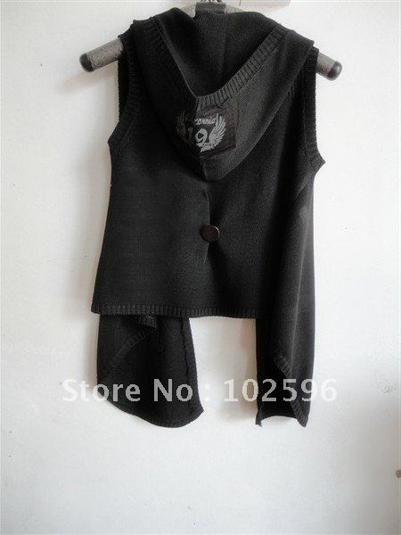 Free shipping 2012 cardigan batwing type hooded sleeveless solid color thin regular style sweater vest