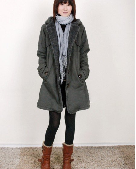 Free shipping  2012 cashmere  lining women's winter warm long fur coat jacket clothes ladies winter jacket   M/L