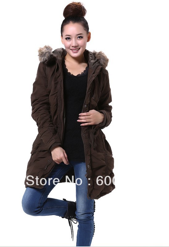 Free shipping 2012 cbrl high quality vip women's hooded fur collar thickening medium-long water wash wadded jacket