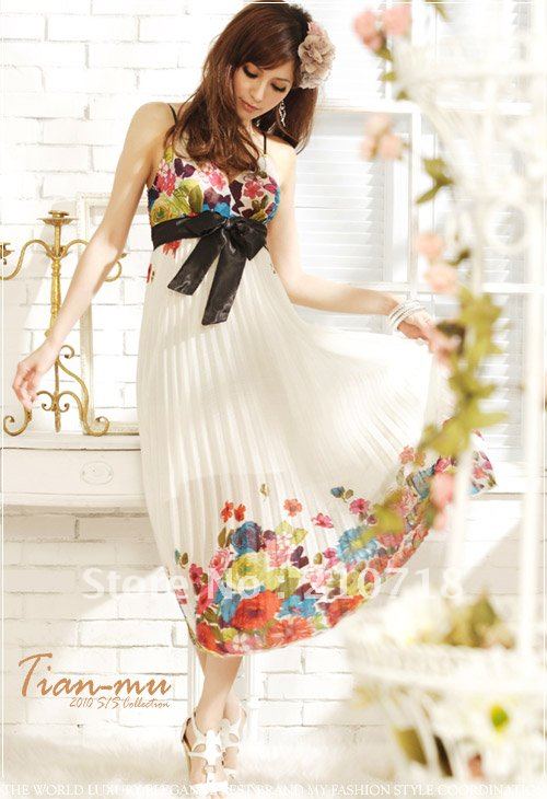 Free shipping 2012 chiffon print dress/women's dress 2 colors /summer dress/Wholesale/Retail