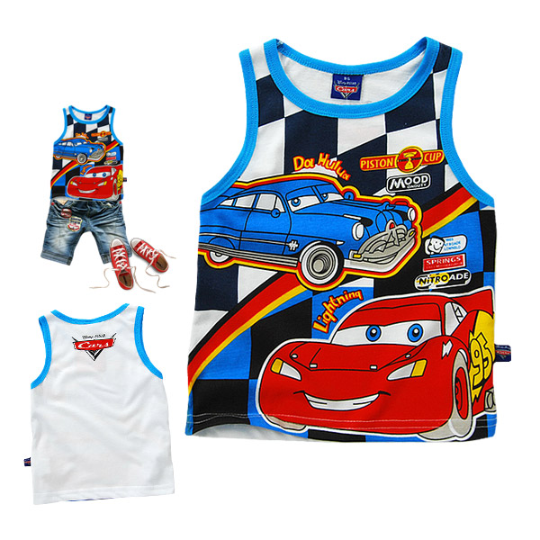 free shipping 2012 child summer male child girls clothing cartoon 100% child cotton vest