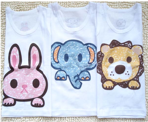 Free shipping 2012 child vest pure cotton vest thin lion rabbit short-sleeve T-shirt