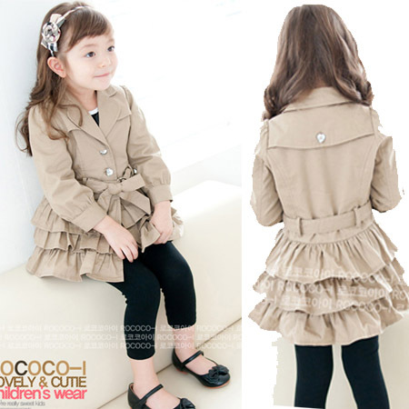 free shipping,2012 children's clothing female child trench outerwear child autumn and winter medium-long top