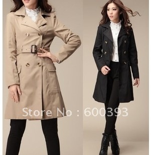 Free shipping 2012 cotton double Breasted long sleeve trench sweatshirt overcoat with sashes