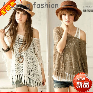 Free shipping! 2012 cutout sweater female thin summer tassel !