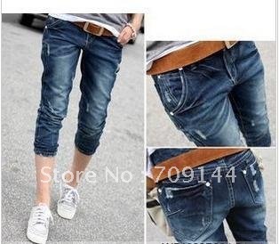 Free Shipping 2012 dark blue wear white unique jeans WK0801