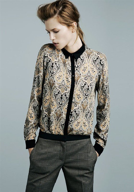 Free Shipping 2012 Dazzle Print Long Sleeve Blouse Shirts
