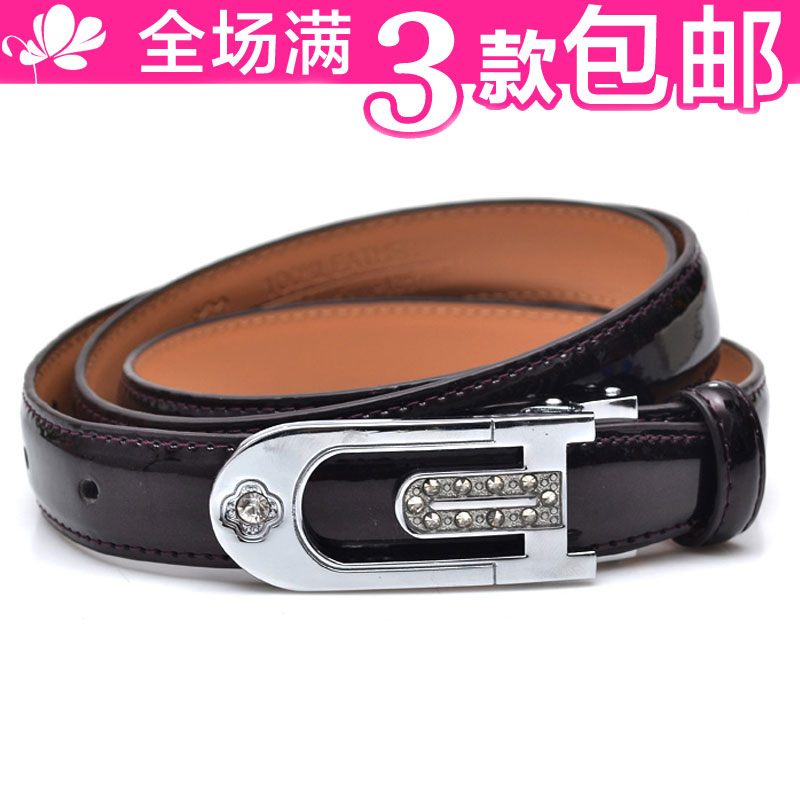 Free shipping 2012 diamond decoration japanned leather paintless elegant women's strap ol beauty belt 5596