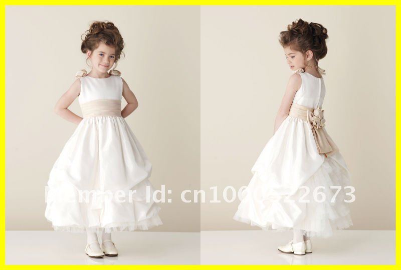 Free Shipping 2012 Discount Off The Shoulder Taffeta Ruched A line Ankle length Flower Girl Dress Dresses