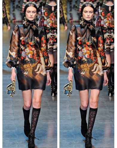 free shipping 2012 fashion  Angel Printed Silk Dress Long Sleeve Runway Dress