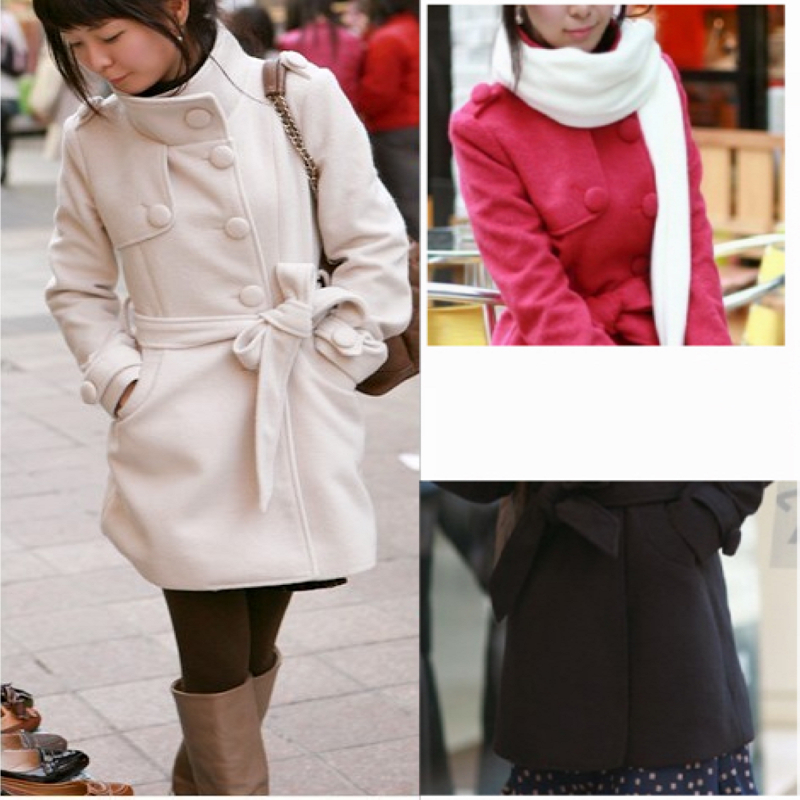 FREE SHIPPING! 2012 fashion as os woolen gentlewomen belt trench body shaping overcoat lengthen edition outerwear -HB