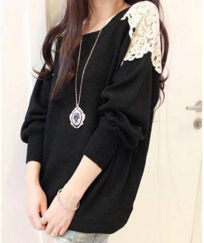 Free shipping 2012 Fashion autumn and winter new Lace stitching bottoming pure sweet long sleeve sweaters! X20723464552