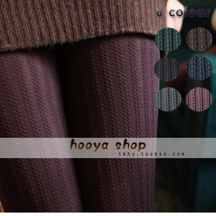 Free Shipping 2012 fashion Autumn and Winter Plus Velvet Stripe Warm Pants , Foot Tights , Cheap Lady Tights Pantyhose