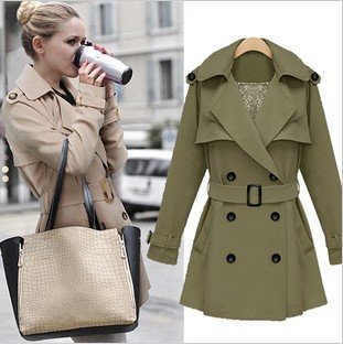 Free shipping 2012 fashion autumn military turn-down collar double breasted trench belt outerwear long-sleeve cloak outerwearJ01