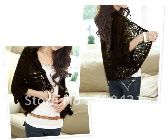 free shipping 2012 fashion autumn women batwing sweater waistcoat cardigan sunscreen air conditioning shirt