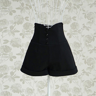 Free shipping 2012 fashion black all-match high waist women's shorts new fashion women  OL
