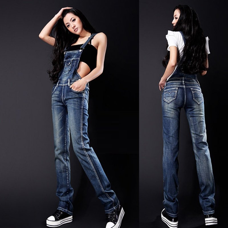 free shipping  2012 fashion Casual   plus size XXL-XL super quality slim  Lady's Blue denim  Jumpsuits  Blue  Denim Rompers
