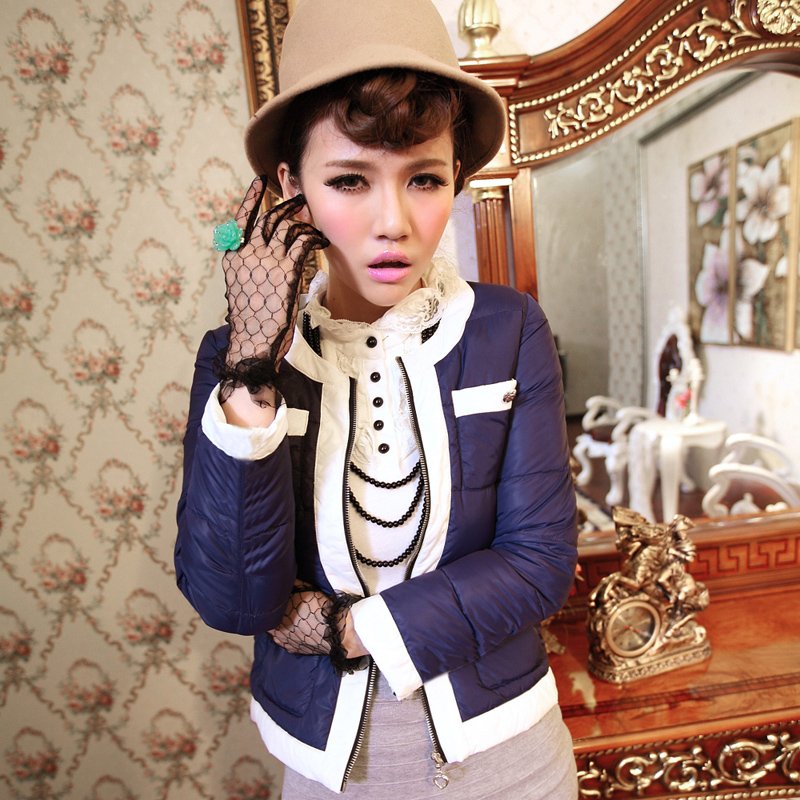 Free Shipping 2012 fashion coats winter women's down jacket patchwork winter down coat