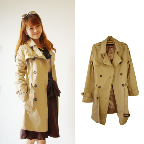 Free Shipping 2012 fashion double breasted spring and autumn slim ayuki khaki trench outerwear female
