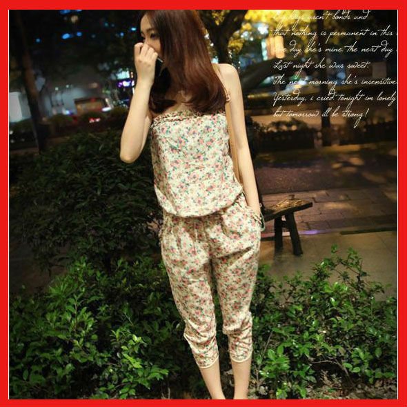 Free shipping/2012 Fashion dress summer NEW sweet flowers Chiffon jumpsuit women romper 8968