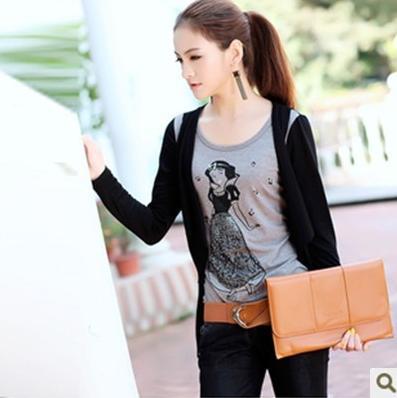 Free shipping! 2012 fashion False two piece set T-shirt ladies long-sleeved polo shirt  X16359265682