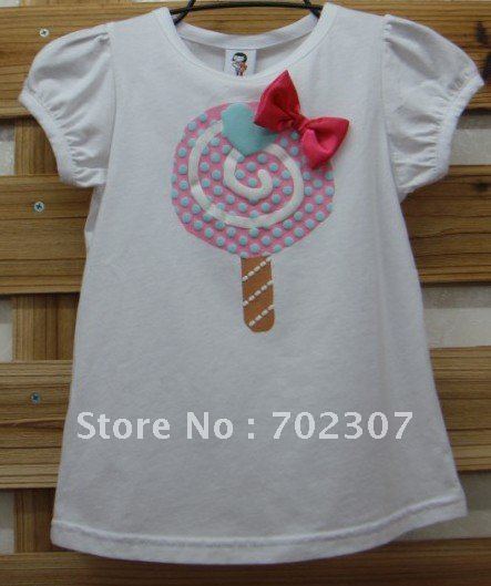 Free shipping 2012 fashion  girls T-shirts girls tops cute and lovely best seller kids wear  8973-2 white