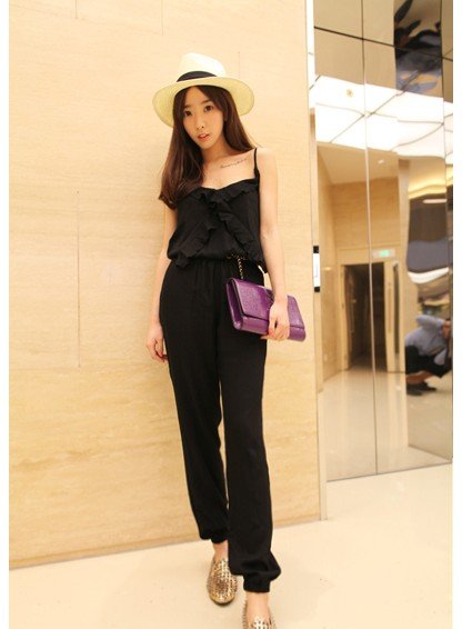 Free shipping 2012 fashion hot seller in chinese  High-quality goods cool black colors jumpsuits for women-3