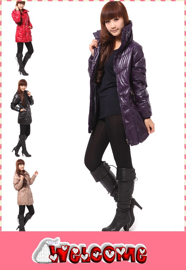 Free Shipping  2012 Fashion Hot Selling Glossy Thermal Wadded Jacket Long-Sleeve Hooded Outerwear