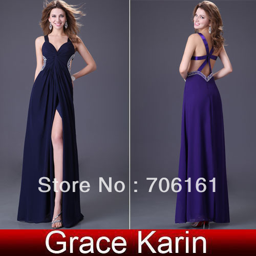 Free Shipping 2012 Fashion J& K Sexy Strap V-neck Party Prom Cocktail dress 8 Size CL1236
