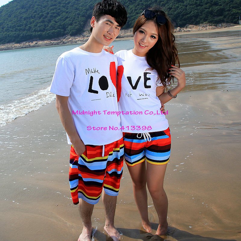 Free Shipping ,2012 fashion Lovers' Clothing His-and Her Clothes Board Shorts Quick-drying Beach Shorts,beach pands lovers,