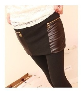 free shipping 2012 Fashion patchwork thickening thermal leather legging basic skirt women pants skirts  AD420B#1071