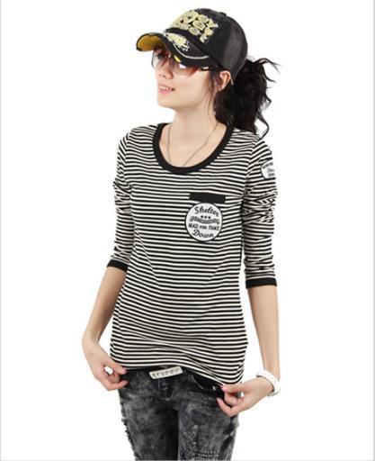 Free shipping! 2012 fashion Sailor's striped shirt Striped Top Long Sleeve T-Shirt  X17753223187