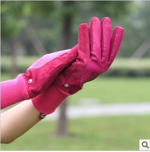 Free shipping/2012 Fashion Sheepskin suede thickening thermal glves/winter women's plus velvet genuine leather gloves GL1029