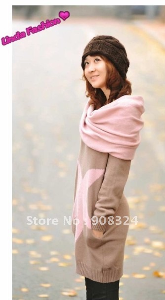 free shipping 2012 fashion Sweater women elegant star sweater+ muffler scarf 2pcs/set for autumn and winter