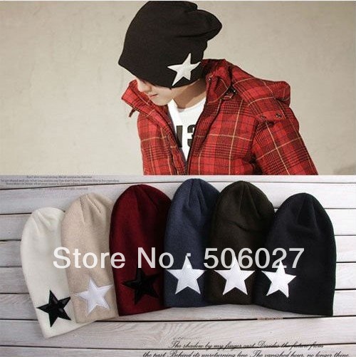 Free Shipping 2012 Fashion Unisex Man Women Cute Hat Caps Star Beanie 7 colors Wholesale