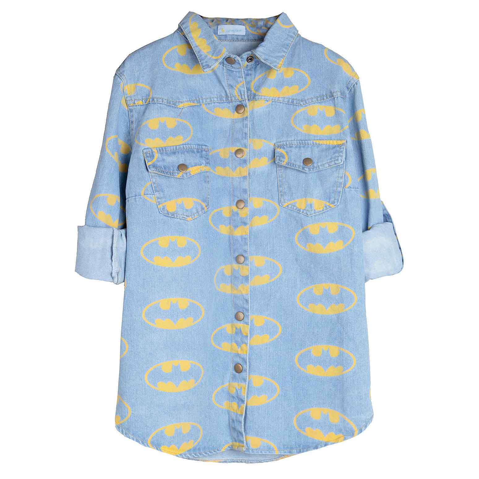 free shipping 2012 fashion vintage cartoon pattern print denim long-sleeve shirt