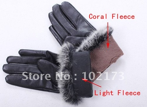 Free shipping! 2012 Fashion Winter Leather Gloves For Ladies