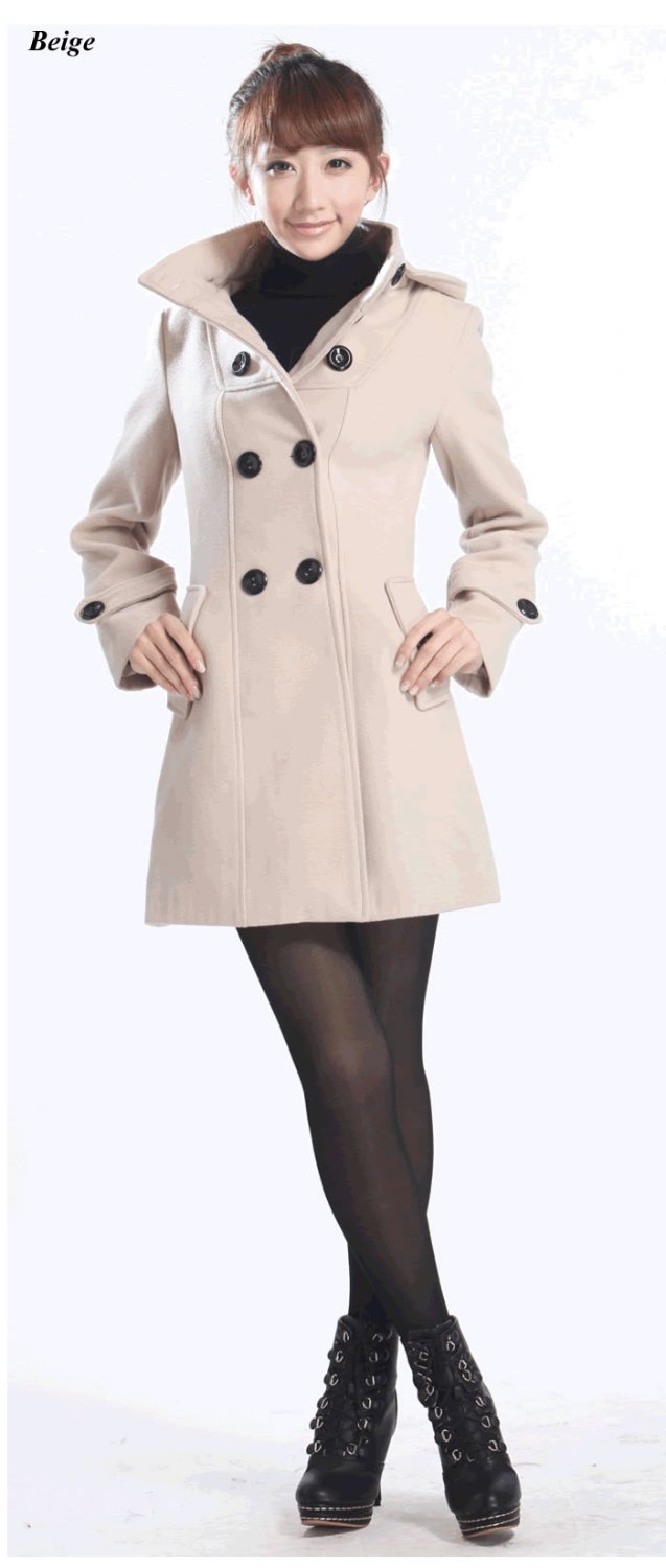 Free shipping 2012 fashion women wool coat ladies winter warm jacket outdoor double breasted overcoat outerwear trench coat