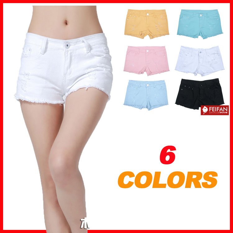 Free Shipping! 2012 Fashion Womens Hole Denim Shorts Summer Hot Short Pants 6 Colors P0631#