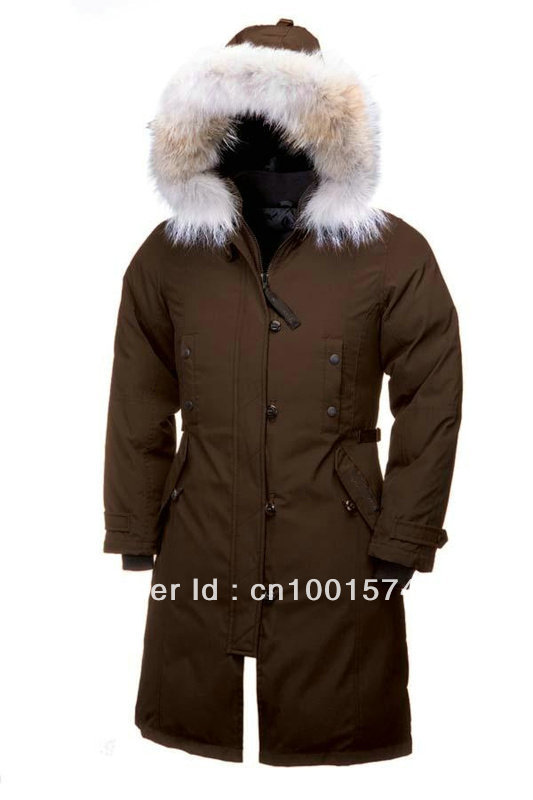 Free Shipping! 2012 Fashion Womens long goose down jacket  discount coat with fur collar