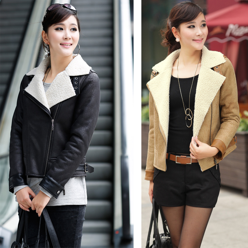 free shipping 2012 fashionable casual formal ol leather patchwork short design wadded jacket wadded jacket outerwear female