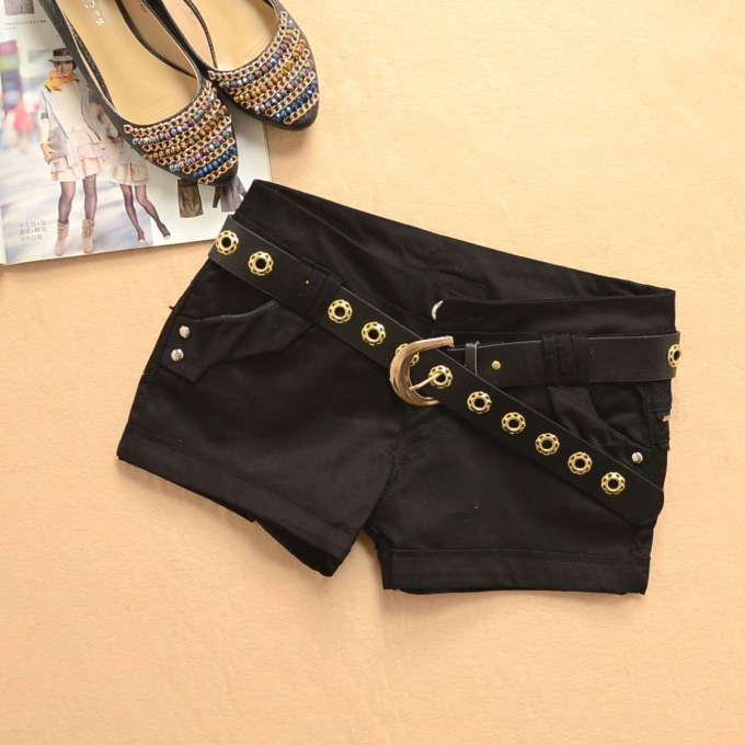 Free Shipping 2012 fashionable casual summer low-waist belt women's shorts V754