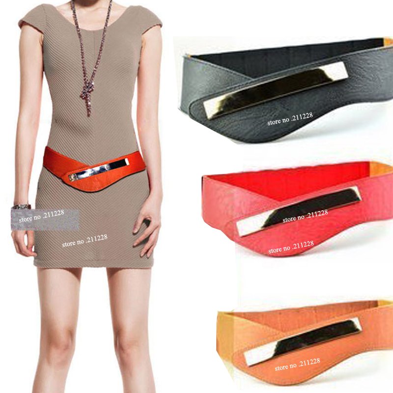 free shipping 2012 fashoin womens cowskin metal mirror waist belt design vintage genuine leather wide black red  belts for women