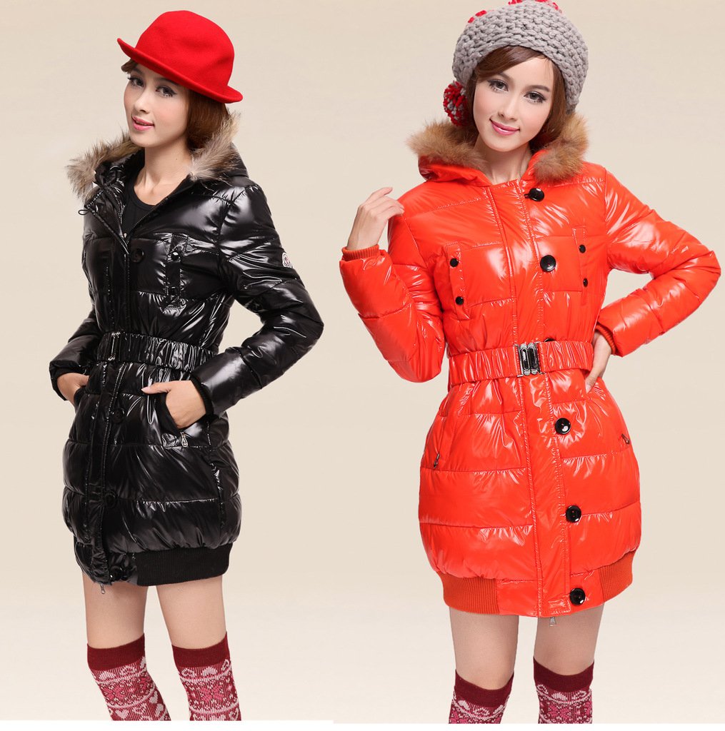 free shipping 2012 female autumn and winter slim medium-long fur collar down coat cotton-padded jacket outerwear overcoat