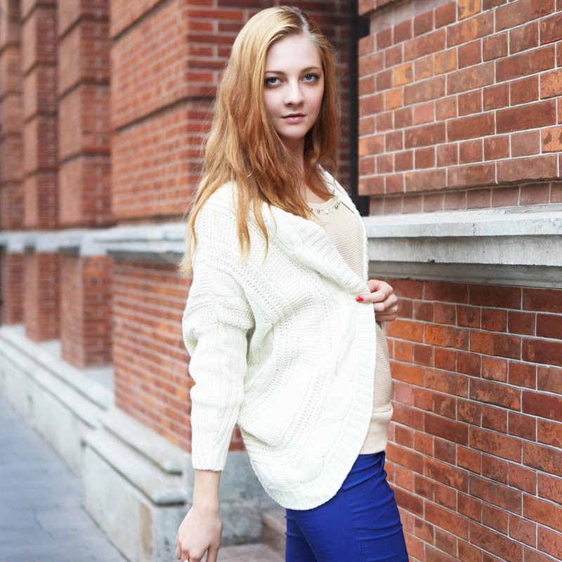 free shipping 2012 female autumn new arrival winter twisted sweater cardigan loose vintage long design sweater outerwear
