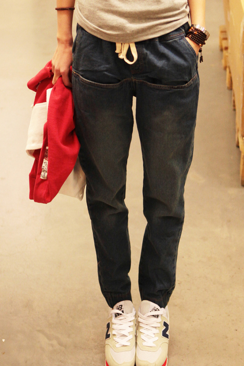 Free Shipping 2012 female fashion loose elastic fashionable casual all-match l18 jeans