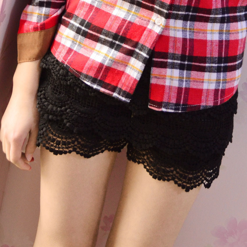 Free shipping! 2012 female spring AMIO japanese style vivi lace crochet cutout shorts legging cake skorts